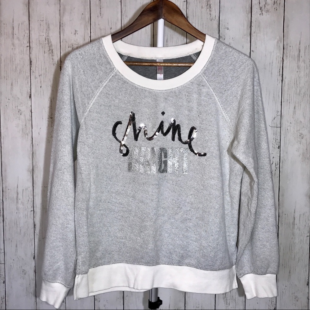 "Shine Bright" Sweatshirt with Sequence Lettering
